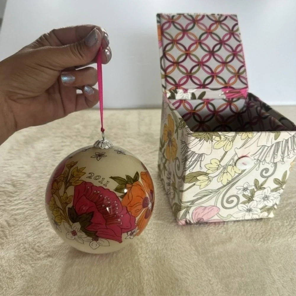 Vera Bradley 2011 Limited Edition Floral Glass Ornament with Matching Gift Box